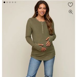 Pink Blush Maternity Long Sleeve Henley